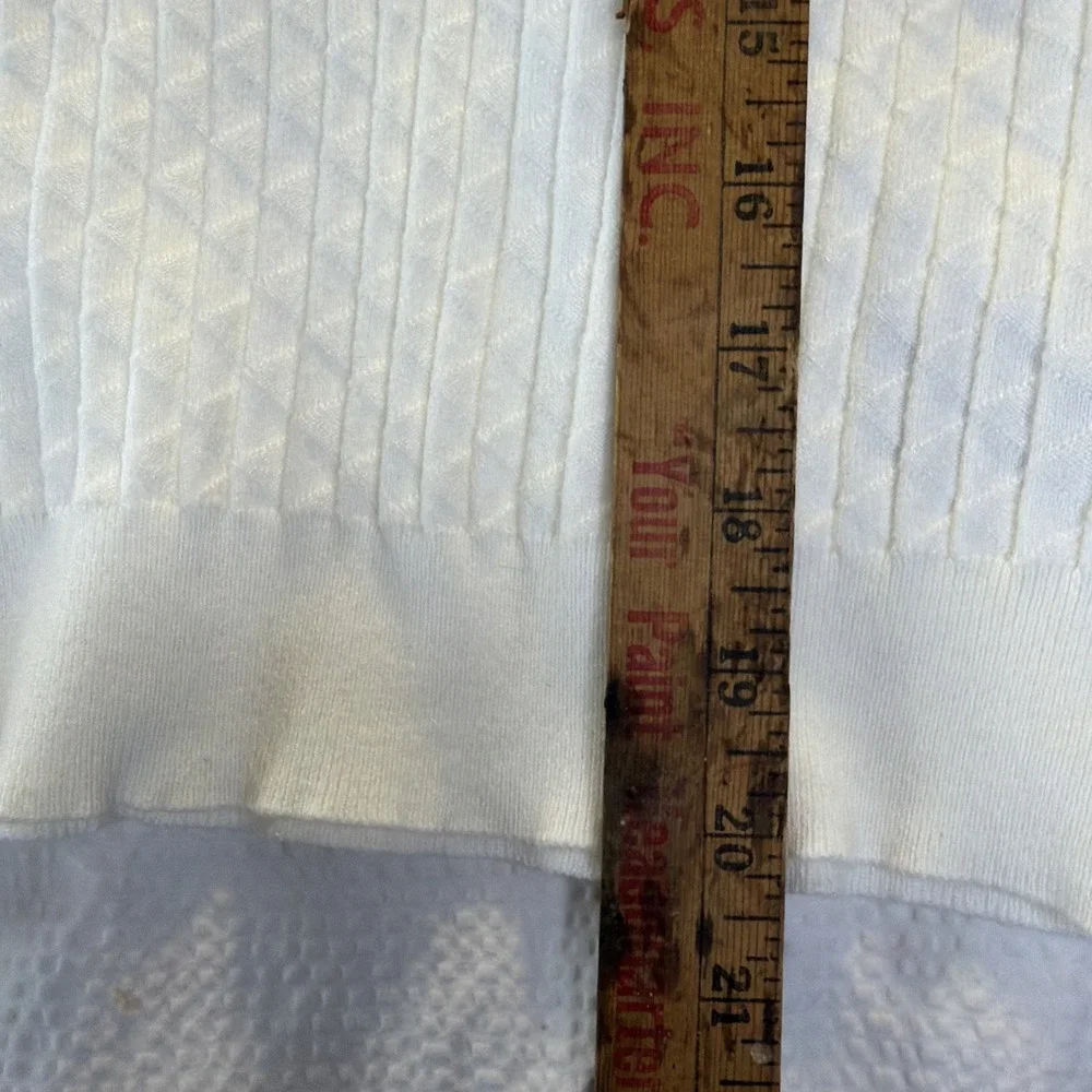 Marled Cream Short Sleeve sweater polyester size small